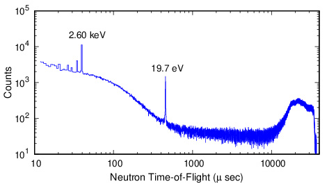 図1 Y-89の中性子飛行時間スペクトル